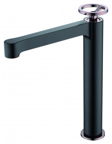 Grifo de lavabo alto mod. OLIMPO negro oro rosa