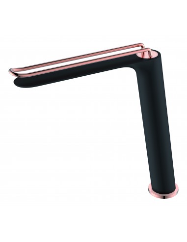 Grifo de lavabo alto mod. BELICE negro oro rosa