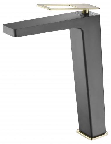 Grifo de lavabo alto mod. SUECIA negro oro brillo