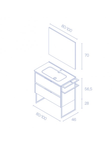 Mueble de baño KEIKO con dos cajones. | Incluye lavabo cerámico.