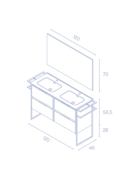 Mueble de baño KEIKO con dos cajones. | Incluye lavabo cerámico.