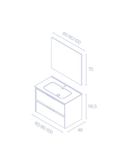 Mueble de baño SUKI de  con cajones. | Incluye lavabo cerámico.