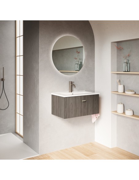 Set de baño MEI con un cajón. Incluye mueble MEI , lavabo cerámico.