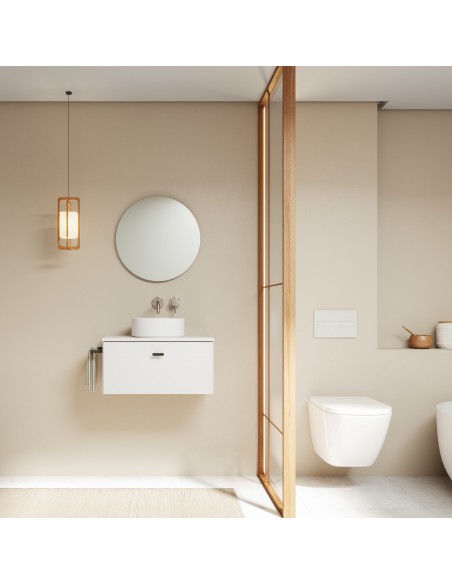 Set de baño MEI TOP con un cajón. Incluye mueble MEI , lavabo cerámico sobre encimera.