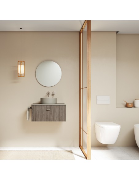 Set de baño MEI TOP con un cajón. Incluye mueble MEI , lavabo cerámico sobre encimera.