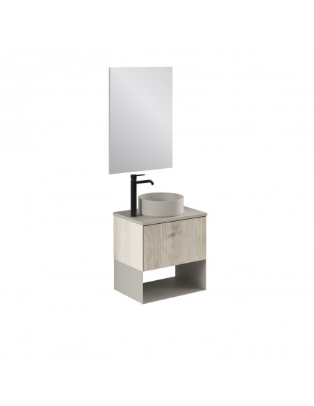 Set de baño MEI TOP con un cajón. Incluye mueble MEI , lavabo cerámico sobre encimera.