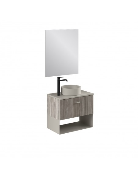 Set de baño MEI TOP con un cajón. Incluye mueble MEI , lavabo cerámico sobre encimera.