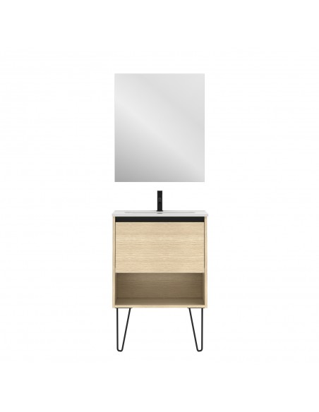 Mueble de baño YOKO con 1 cajón y 1 hueco. Incluye lavabo cerámico.