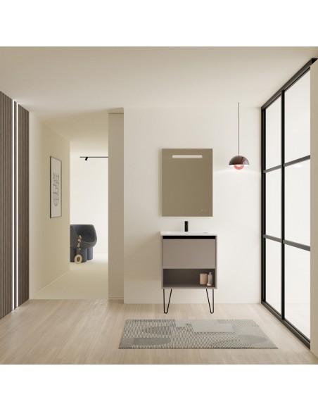 Mueble de baño YOKO con 1 cajón y 1 hueco. Incluye lavabo cerámico.