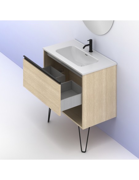 Mueble de baño YOKO con 1 cajón y 1 hueco. Incluye lavabo cerámico.