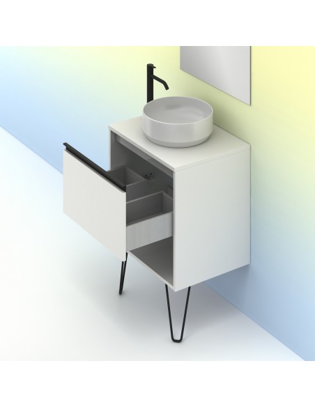 Mueble de baño YOKO TOP con 1 cajón y 1 hueco. Incluye lavabo cerámico.