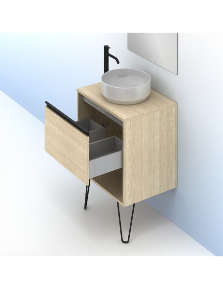 Mueble de baño YOKO TOP con 1 cajón y 1 hueco. Incluye lavabo cerámico.