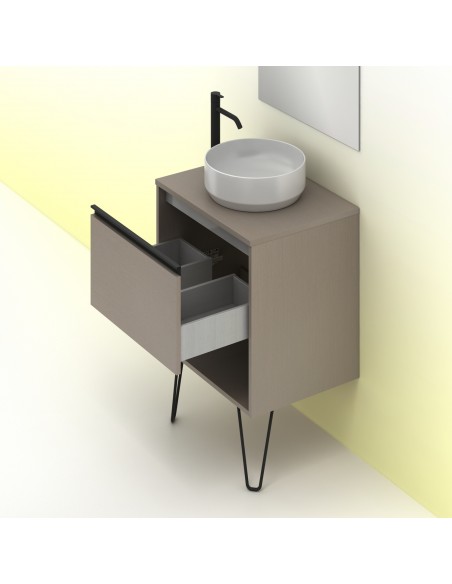 Mueble de baño YOKO TOP con 1 cajón y 1 hueco. Incluye lavabo cerámico.