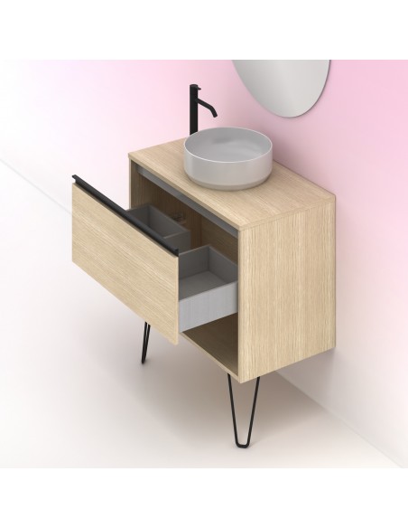 Mueble de baño YOKO TOP con 1 cajón y 1 hueco. Incluye lavabo cerámico.