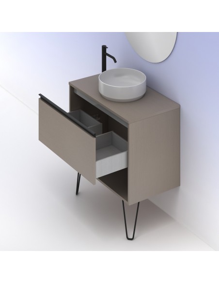 Mueble de baño YOKO TOP con 1 cajón y 1 hueco. Incluye lavabo cerámico.