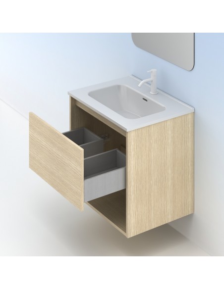 Mueble de baño NIWA con 1 cajón y 1 hueco. Incluye lavabo cerámico.