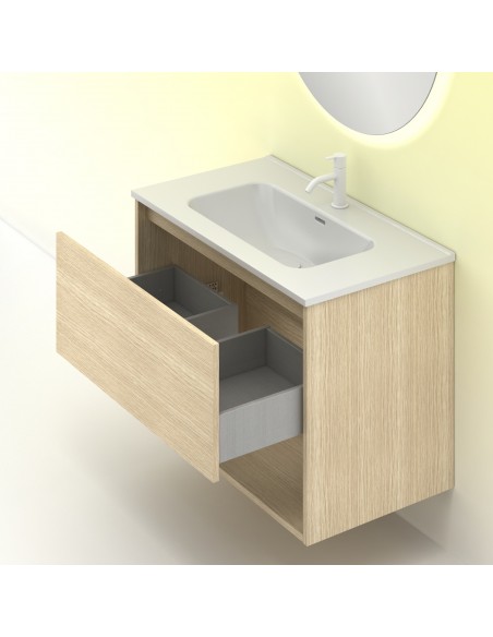 Mueble de baño NIWA con 1 cajón y 1 hueco. Incluye lavabo cerámico.