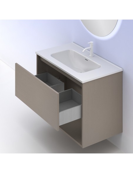 Mueble de baño NIWA con 1 cajón y 1 hueco. Incluye lavabo cerámico.