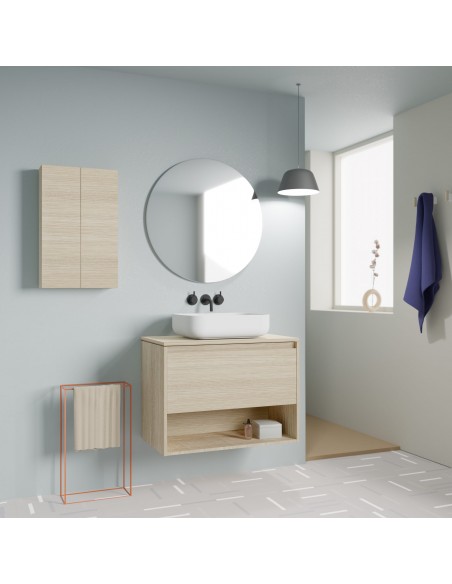 Mueble de baño NIWA TOP de 60/80 cms con 1 cajón y 1 hueco. Incluye lavabo cerámico.