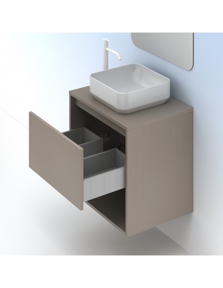 Mueble de baño NIWA TOP de 60/80 cms con 1 cajón y 1 hueco. Incluye lavabo cerámico.