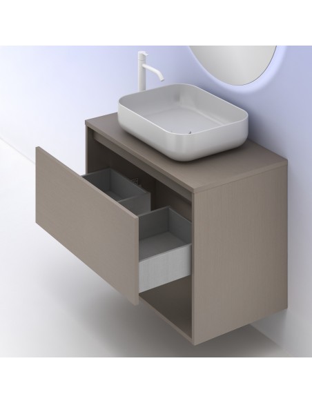 Mueble de baño NIWA TOP de 60/80 cms con 1 cajón y 1 hueco. Incluye lavabo cerámico.