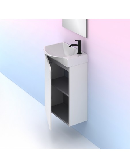 Mueble de baño MIKA. Incluye lavabo cerámico y espejo.