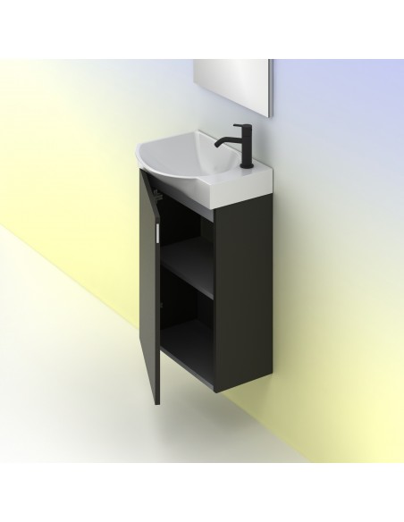 Mueble de baño MIKA. Incluye lavabo cerámico y espejo.