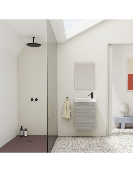 Mueble de baño MIKA. Incluye lavabo cerámico y espejo.