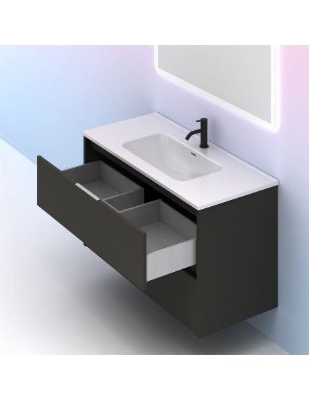 Mueble de baño SUKI de con cajones.  | Incluye lavabo cerámico y espejo.