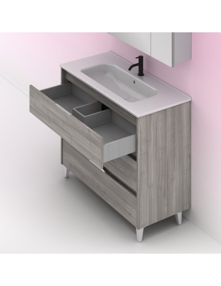 Mueble de baño SUKI de con cajones.  | Incluye lavabo cerámico y espejo.