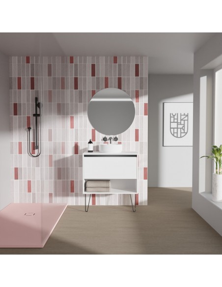 Mueble de baño YOKO con 1 cajón y 1 hueco.| Incluye lavabo cerámico y espejo Kawa.