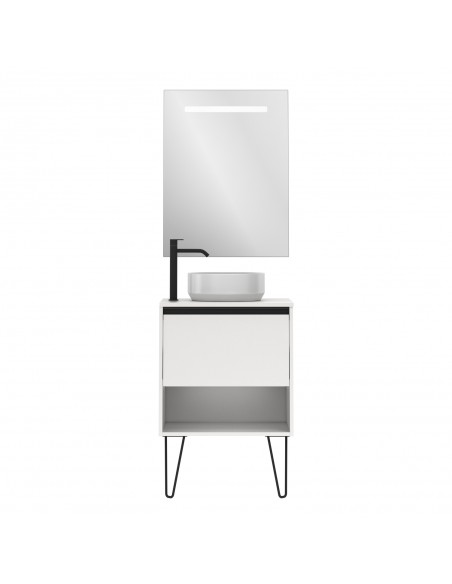 Mueble de baño YOKO con 1 cajón y 1 hueco.| Incluye lavabo cerámico y espejo Kawa.