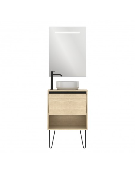 Mueble de baño YOKO con 1 cajón y 1 hueco.| Incluye lavabo cerámico y espejo Kawa.