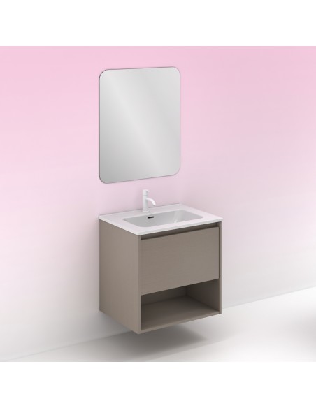 Mueble de baño NIWA con cajón y 1 hueco.  | Incluye lavabo cerámico y espejo Kawa.