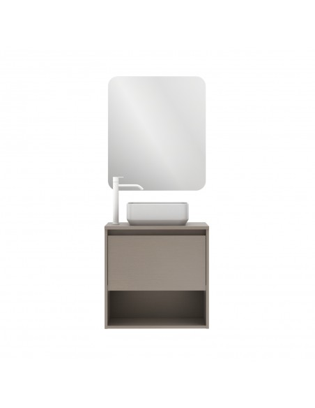 Mueble de baño NIWA TOP con 1 cajón y 1 hueco. | Incluye lavabo cerámico y espejo Kawa.