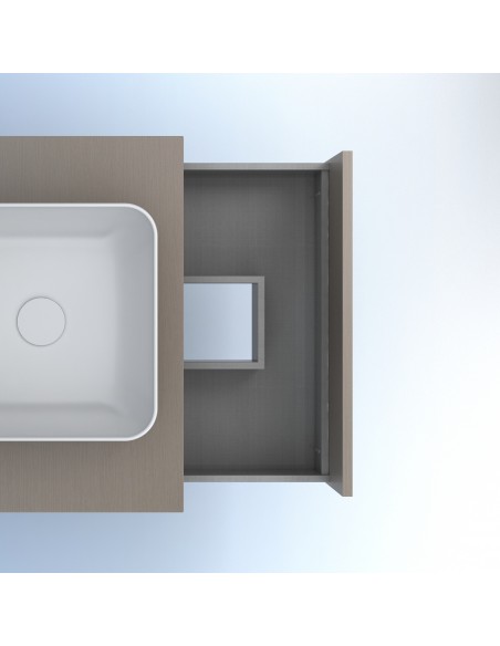 Mueble de baño NIWA TOP con 1 cajón y 1 hueco. | Incluye lavabo cerámico y espejo Kawa.