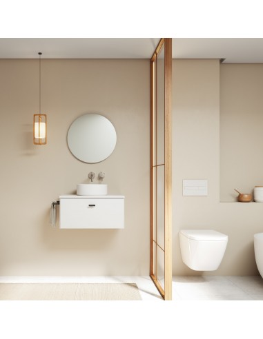 Set de baño MEI TOP con un cajón y un hueco.  / Incluye mueble MEI , lavabo cerámico sobre encimera, espejo y hueco.